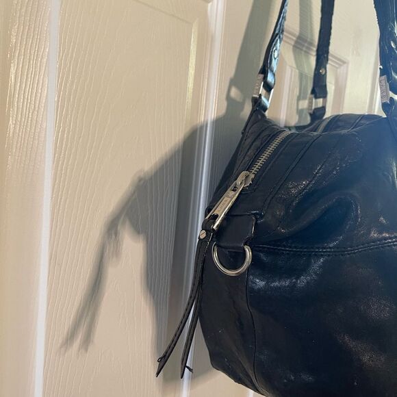 L.A.M.B By Gwen Stefani Black Soft Leather Satchel Shoulder silver tone hardware - Picture 5 of 16